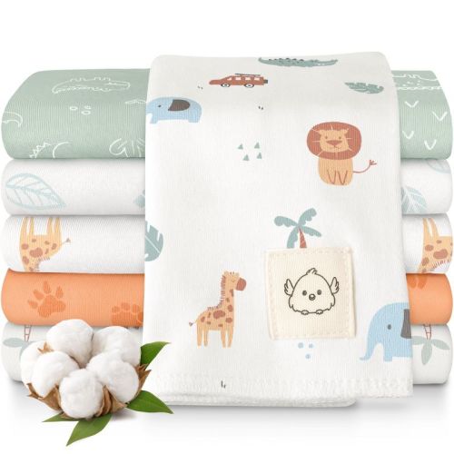 KeaBabies 6pk Shea Baby Burp Cloths for Baby Boys and Girls, 100% Organic Cotton Burping Cloths for Babies, Newborn (Wilderness)
