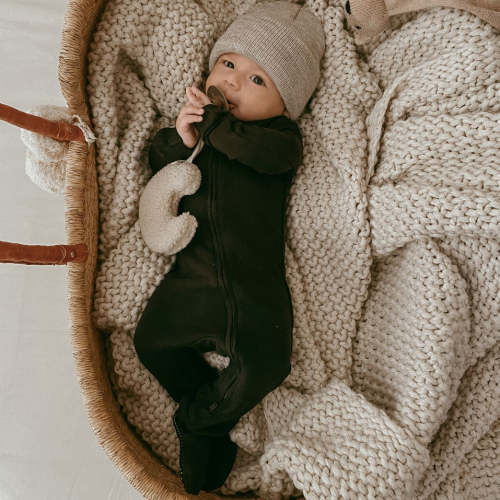 Black | Organic Zipper Footie – L'ovedbaby