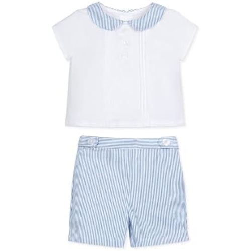 Hope & Henry Layette Baby Boy Woven Bodysuit and Overall 2-Piece Set
