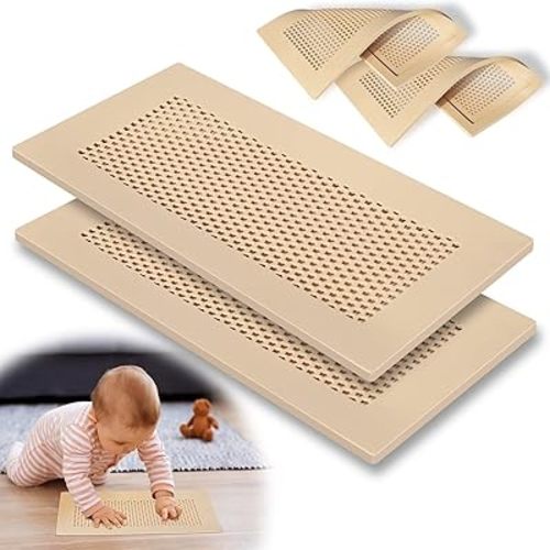 Orzbow Baby Proofing Soft Silicone Vent Cover for Home Wall/Ceiling/Floor Register,Child Proof Floor Air Vent Deflector Cover,Catches Debris Hair & Prevents Creepy Crawlies,Easy Install, Khaki,2 Pack