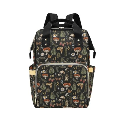 Generic Witchy Diaper Bag, Cottagecore Nappy Bag, Backpack, Newborn Baby Gifts, Cottagecore, Mushrooms, Celestial (Forestcore), Large