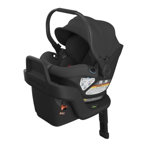 UPPAbaby Aria Lightweight Infant Car Seat/Just Under 6 lbs for Easy Portability/Base with Load Leg + Infant Insert Included/Direct Stroller Attachment/Jake (Charcoal/Black Leather)