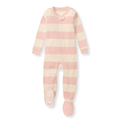 Burt's Bees Baby Girls Sleeper Pajamas, 100% Organic Cotton, One-piece PJs, Diagonal Zip Up Jumpsuit, Snug Fit Footie