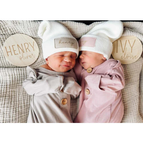 Brooks' Blue Rainbows Newborn Baby Knot Gown & Hat Set | Caden Lane