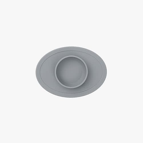 ezpz Infant Bowl (6 Months + | Gray) - 100% Silicone Tiny Baby Bowl with Suction & Built-in Placemat - First Foods + Baby Led Weaning - Fits on All Highchair Trays - Suction Bowls for Baby