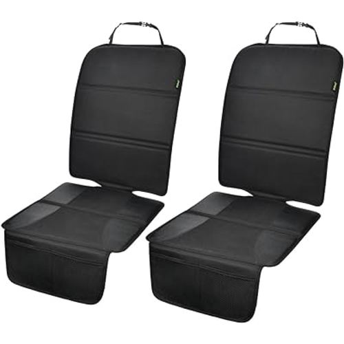 Car Seat Protector, 2 Pack Auto Seat Protectors for Child Car Seat with Thick Padding, Seat Cover Mat for Under Baby Seat to Protect Leather Seats, Black