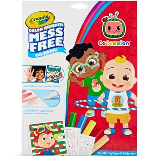 Crayola Cocomelon Color Wonder Coloring Set, Cocomelon Coloring Pages, Mess Free Coloring for Toddlers, Travel Activity, Gift for Kids