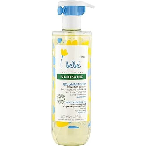 Klorane - Baby Gentle Cleansing Gel with Calendula - Hair and Body - Infant & Baby From Birth - Biodegradable - 500ml