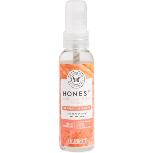 The Honest Company Plant-Based Hand Sanitizer Spray Kills 99.9% of Germs Hypoallergenic Quick-drying and Moisturizing Grapefruit Grove 2 fl oz