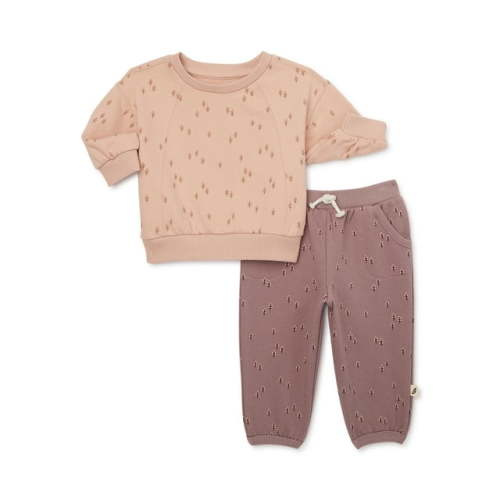 easy-peasy Baby Terry Cloth Sweatshirt and Sweatpants Outfit Set, 2-Piece, Sizes 0-24M