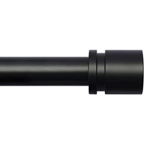 Curtain Rods for Windows 16 to 48 or 60 Inches Max Adjustable Length 1 Inch Diameter Window Curtain Rod with Aluminium Finials, Black