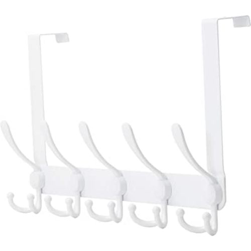 Dseap 5 Tri Over The Door Clothes Hanger and Towel Rack, Heavy Duty White
