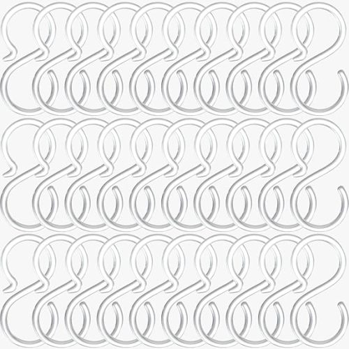 POVETIRE 30 Pack 2.5 Inch Acrylic Transparent S Hook for Hanging Baby Headband Hair Accessories Baby Bib NecklaceJewelry Hat Holder