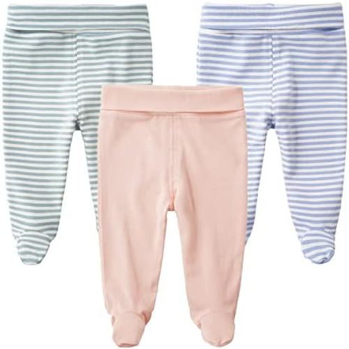 Teach Leanbh Infant Baby 3 Pack Footed Pants Cotton High Waist Casual Leggings