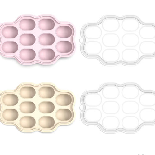 KingKam Baby Food Freezer Trays with Lids (2 Pack), Silicone Nibble Freezer Tray, Breastmilk Popsicle Molds, Baby Food Storage Containers Ice Cube Tray Maker