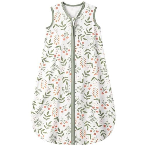 Yoofoss Baby Sleep Sack 6-12 Months 0.5 TOG Baby Wearable Blanket, 100% Cotton Infant Toddler Sleeping Sack 2-Way Zipper Lightweight Sleep Sack, Flower