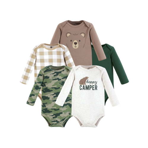 Hudson Baby Cotton Long-Sleeve Bodysuits, 5-Pack, Newborn- 24 Months