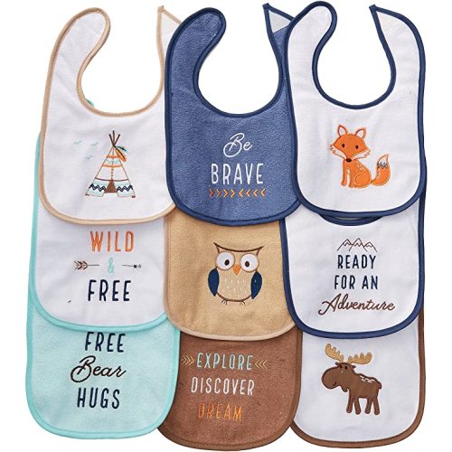 Hudson Baby Unisex Baby Cotton Terry Drooler Bibs With Fiber Filling - Raccoon