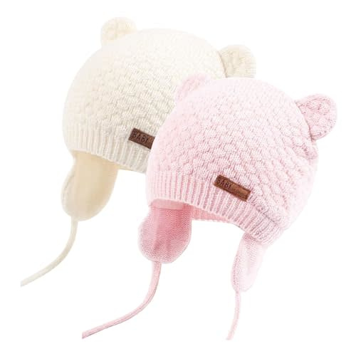 Duoyeree Kids Baby Hat Soft Warm Cable Knit Beanie Toddler Girl Fall Winter Hats