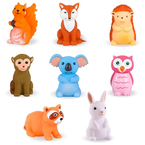 XY-WQ Bath Toys No Hole, for Infants 6-12& Toddlers 1-3, No Hole Bathtub Toys (Animal C, 8 Pcs with Mesh Bag)