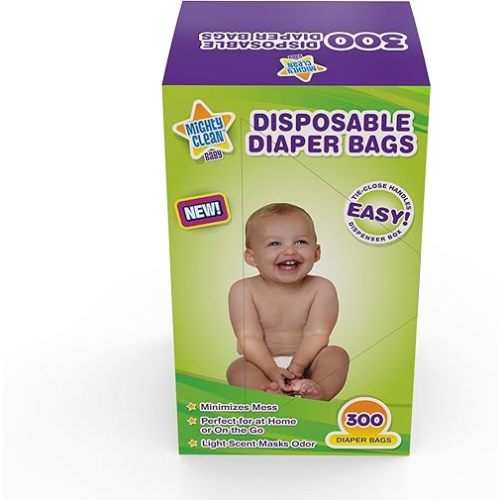 Baby Disposable Diaper Bags with Light Powder Scent, 300 count