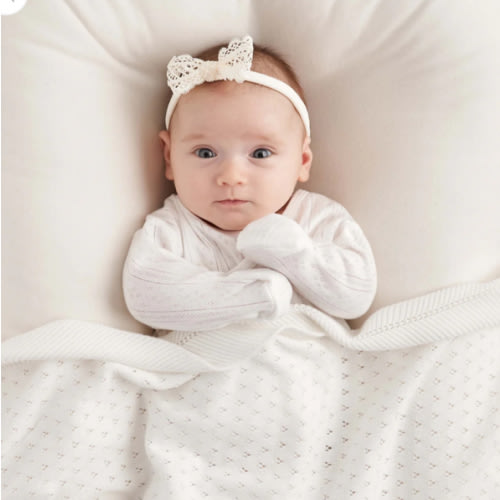 White Organic Cotton Pointelle Layette 3 Pc Gift Set