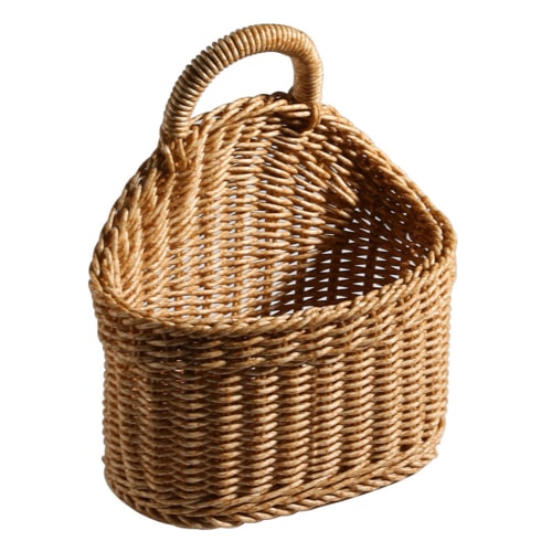 Eisoary Storage Basket Breathable Minimalist Design Plastic Hanging Woven Rattan Basket for Home