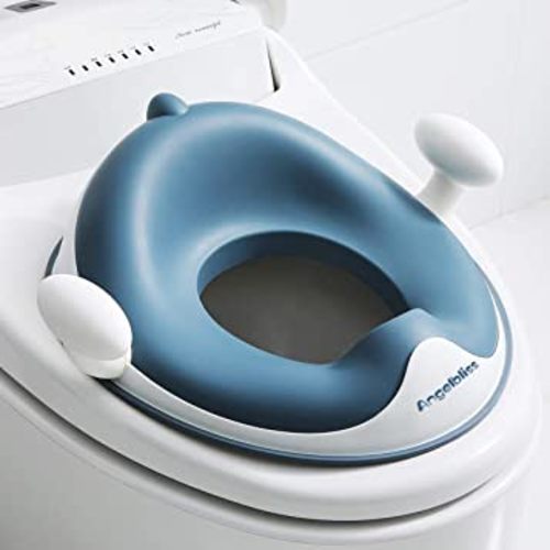 ANGELBLISS Baby Potty Training Toilet Seat with Soft Cushion Handles (Blue)