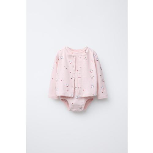 POINTELLE PRINT BODYSUIT AND JACKET PACK - Oyster-white | ZARA United States