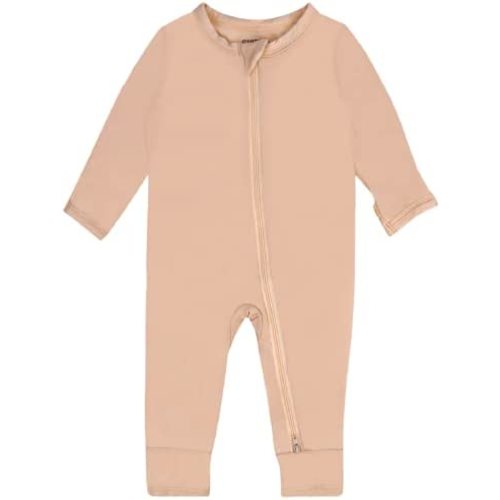 GUISBY Baby Footless Rompers, Rayon Pajamas 2 Way Zipper with Long Sleeve Sleeper