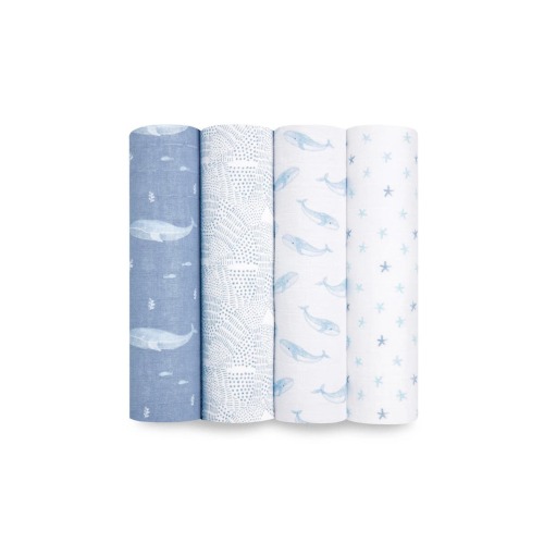Boutique 4-Pack 100% Organic Cotton Muslin- Oceanic Swaddles