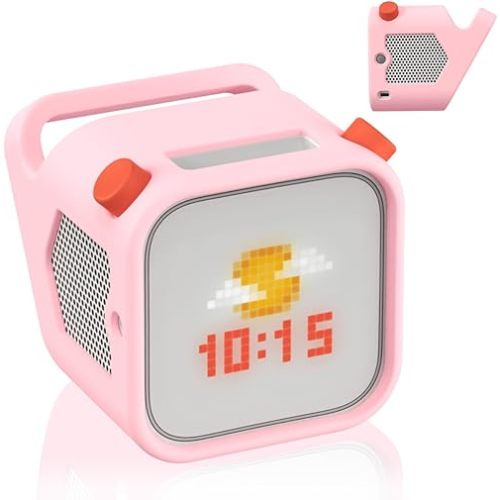 Case Compatible with Yoto Player 3rd Generation, Kids Bluetooth Audio Speaker Plays Adventure Jacket Cover Accessory, Anti-Slip Anti-Scratch Silicone Shell with Easy to Carry Handle (Pink)