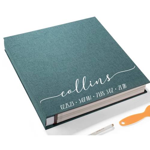 Baby Scrapbook Book Stats Photo Album - Custom Personalized Self Adhesive Scrapbook - Birth Stats Memory Book Choice of Colors and Sizes 02