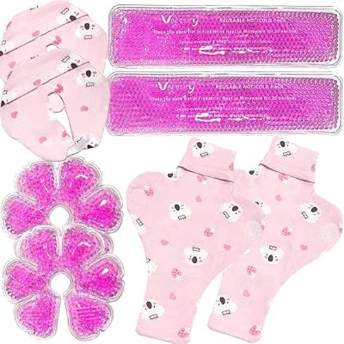 Vecozey Perineal Ice Packs & Breast Cooling Gel Packs Set with Soft Washable Covers for Postpartum Comfort, Breast Discomfort & After Birth Soothing, Reusable 4 Ice Pack Set for New Moms