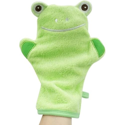 JN&LULU Baby Organics Bath Mitt Toddlers Bath Cotton and Soft Scrub Bathing Loofah Baby Shower Gifts (Frog)