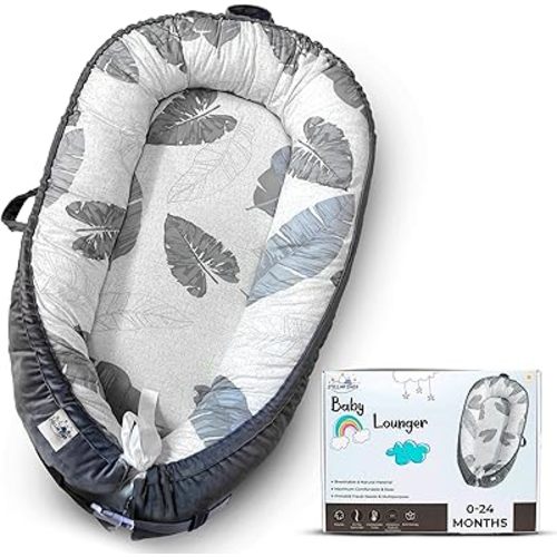 Baby Lounger 0-24 Months for Newborn - Infant Lounger for Baby with Breathable Organic Cotton, Portable and Reversible Nest Design, Adjustable Newborn Baby Lounger for Home and Travel