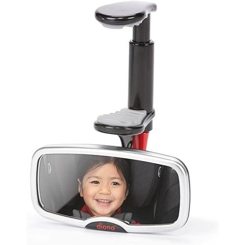 Diono See Me Too Rear View Forward Facing Baby Mirror for Car, Fully Adjustable Driver Mirror with Wide Crystal Clear View, Shatterproof, Crash Tested