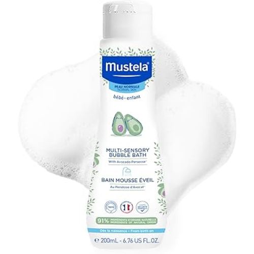 Mustela Baby Multi-Sensory Bubble Bath with Natural Avocado β Biodegradable Formula - 6.76 oz. β Packaging may vary
