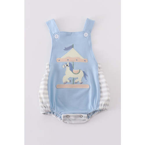 Blue carousel applique boy bubble