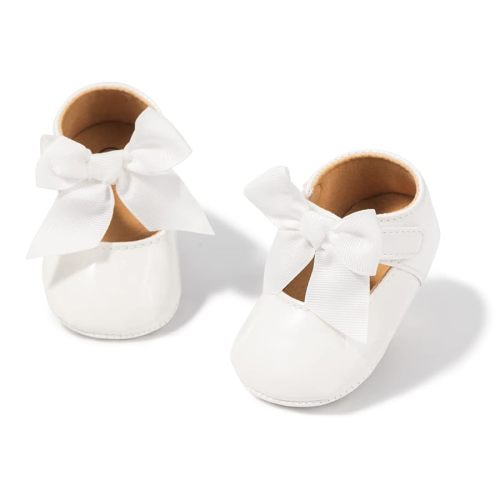 HsdsBebe Infant Baby Girls Mary Jane Flats Bow Non-Slip Soft Sole Princess Toddler First Walkers Sneaker Wedding Dress Shoes