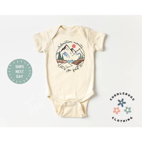 Adventure Awaits Let's Go Find It Baby ONESIES® Brand Bodysuit - Cute Adventure Bodysuit - Outdoor Lover - Camping - Nature - Explore