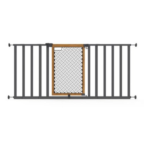 Ingenuity Thruway 60XW Series Pet and Baby Gate, Honey Oak Stained Wood and Metal, Openings from 30-60" Wide, Ages 6-24 Months