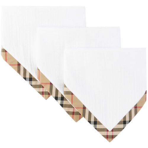 Burberry Three-Pack Baby White Check Bibs