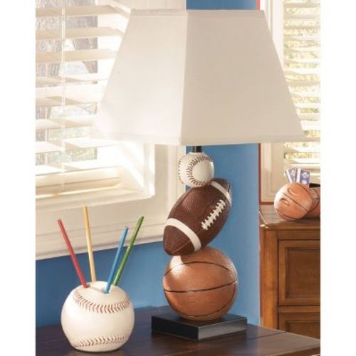 Signature Design by Ashley Nyx Table Lamp: Sports-Themed, Empire Shade, Polyresin Base, UL Listed