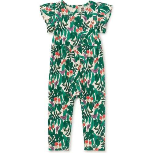 Tulip Sleeve Baby Romper, Jungle Botanical - Tea Collection | Maisonette