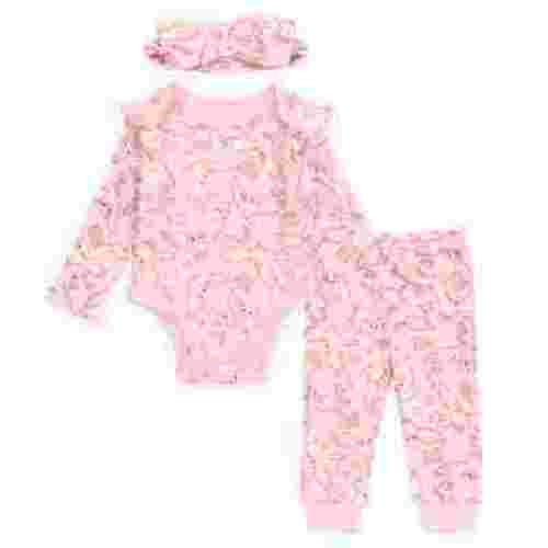 Harry Potter Hedwig Owl Ribbed Bodysuit, Jogger Pants and Headband 3 Piece Outfit Set Newborn to Infant