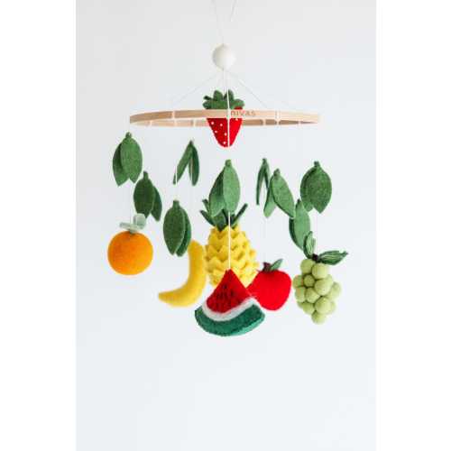 Felt Fruit Crib Mobile: Handmade Wool Nursery Decor