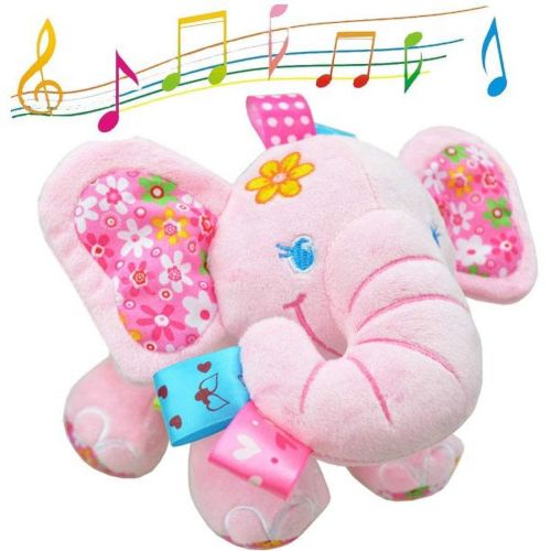 SHELLTON Plush Elephant Music Baby Toys Elephant Stuffed Doll, Cute Stuffed Aminal Up Baby Toys Newborn Baby Musical Toys for Infant Babies Boys & Girls Toddlers 0 to 36 Months