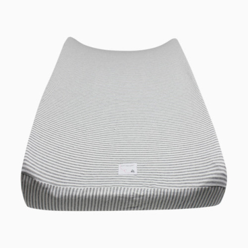 Burt\'s Bees Baby Organic Cotton Jersey Changing Pad Cover - Heather Grey Classic Stripe