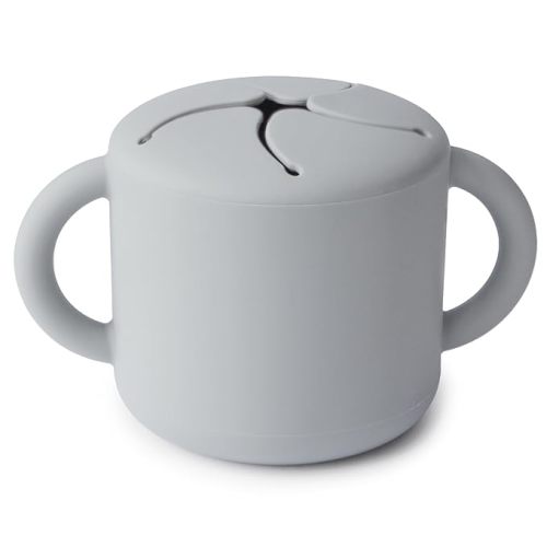 mushie Silicone Snack Cup | Spill Proof Food Container for Toddler and Baby (Stone)